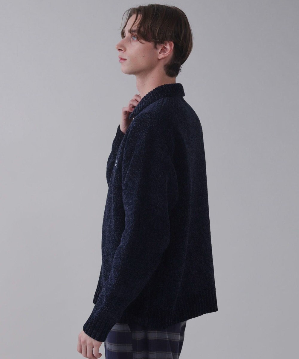 WEGO 【ユニセックス着用ITEM】ベロアモールワンポイントZIPカーディガン 