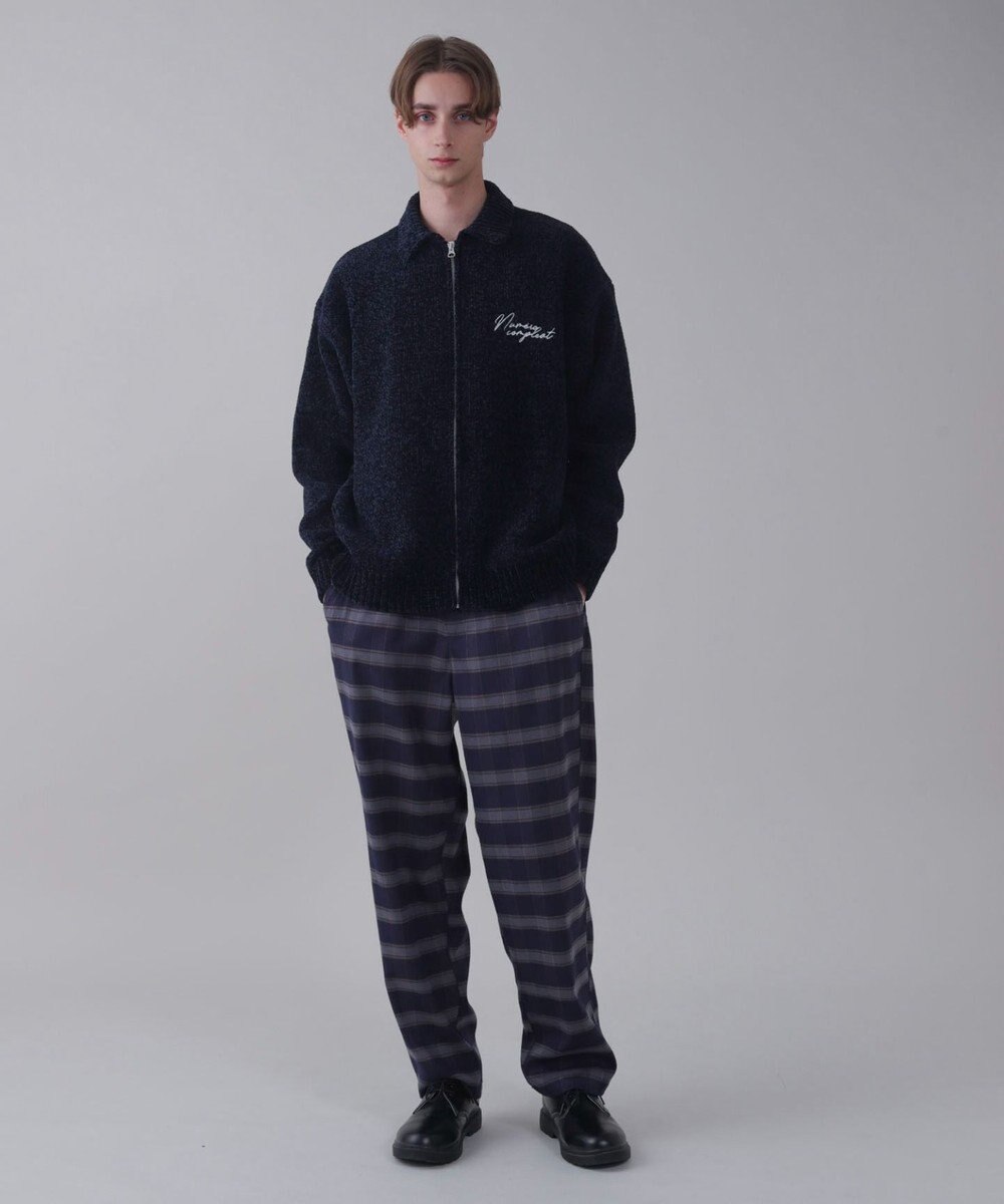 WEGO 【ユニセックス着用ITEM】ベロアモールワンポイントZIPカーディガン 