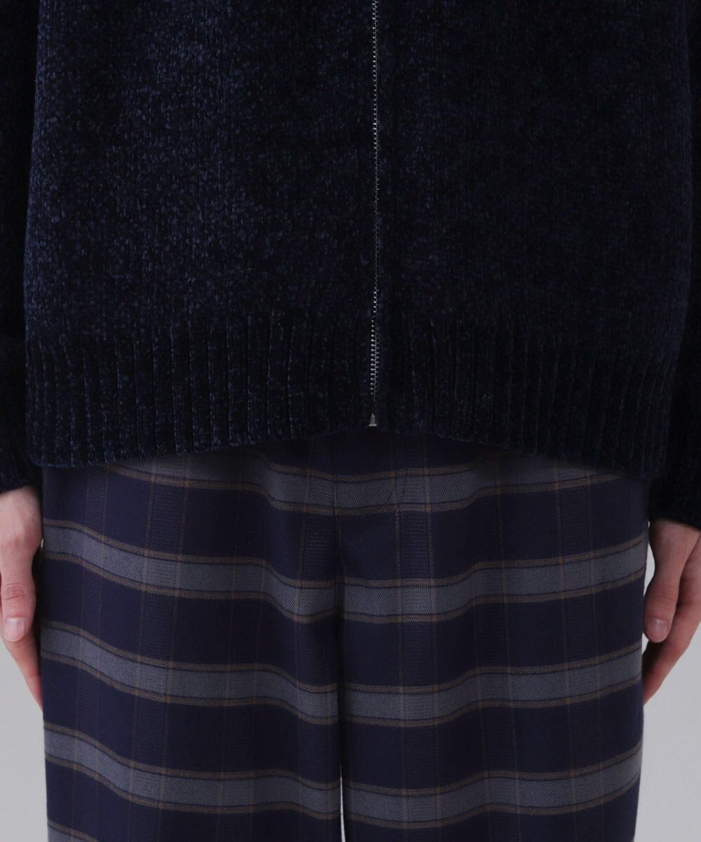 WEGO 【ユニセックス着用ITEM】ベロアモールワンポイントZIPカーディガン 