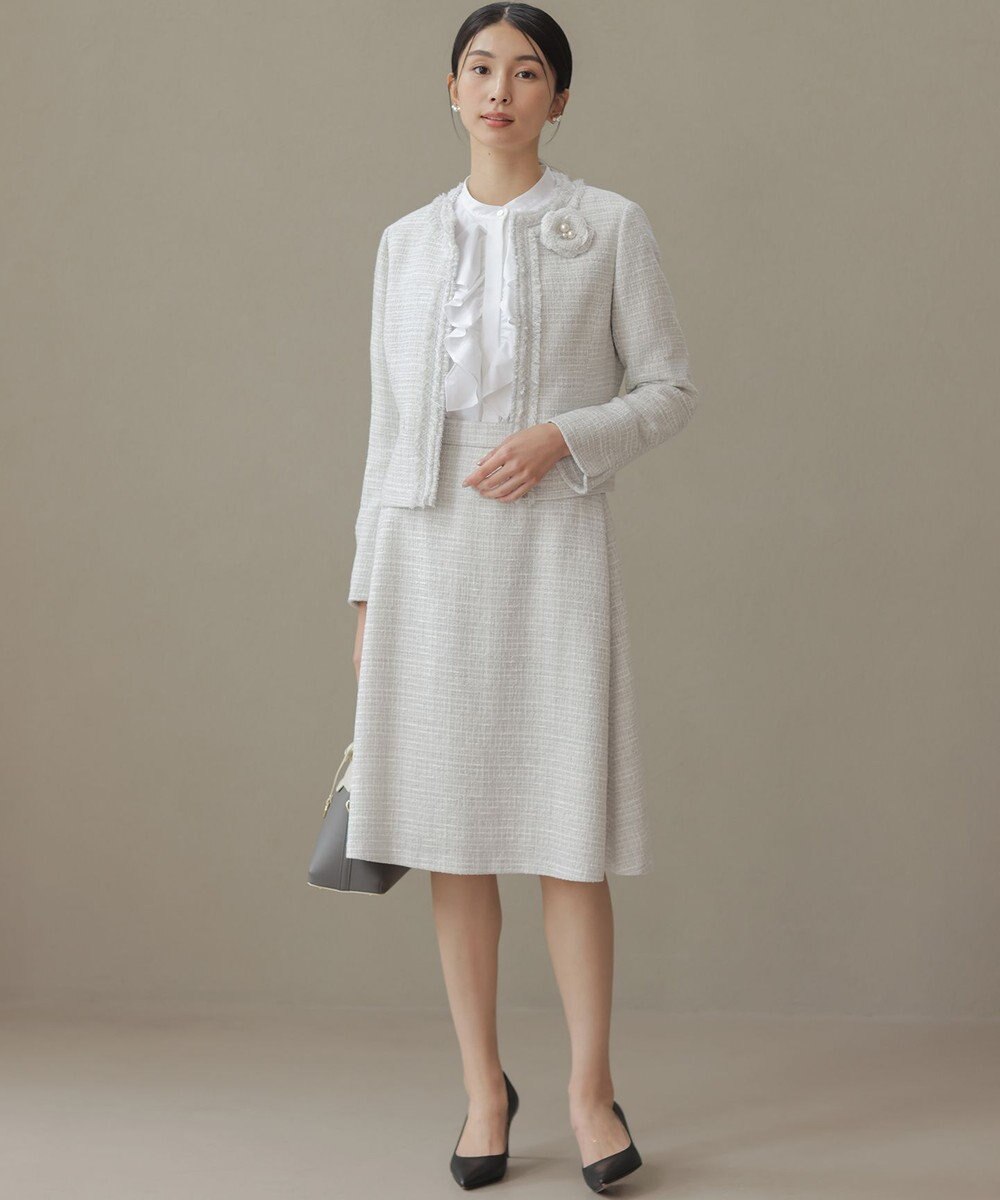 組曲 【KUMIKYOKU NAVY】コットンタッチシャーティングラッフルフレア ブラウス 