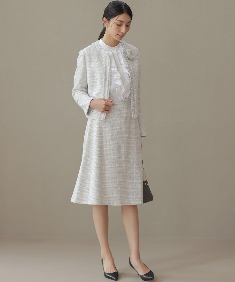 組曲 【KUMIKYOKU NAVY】コットンタッチシャーティングラッフルフレア ブラウス 