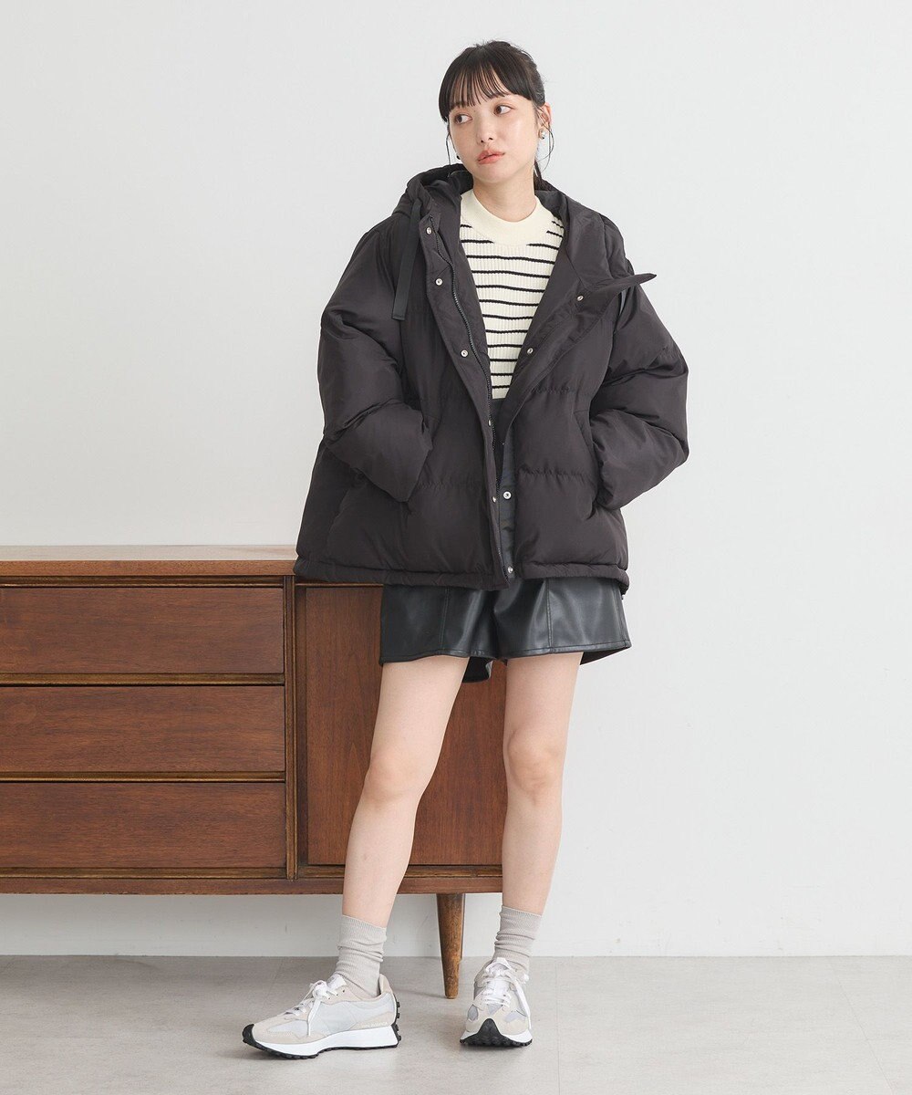 earth music&ecology フーディーパファーブルゾン 