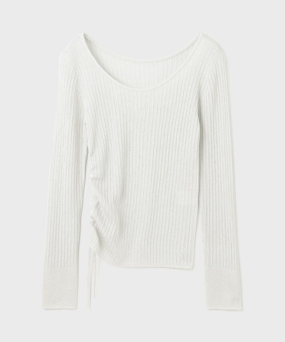 GRACE CONTINENTAL ラメリブクルーネックトップ 