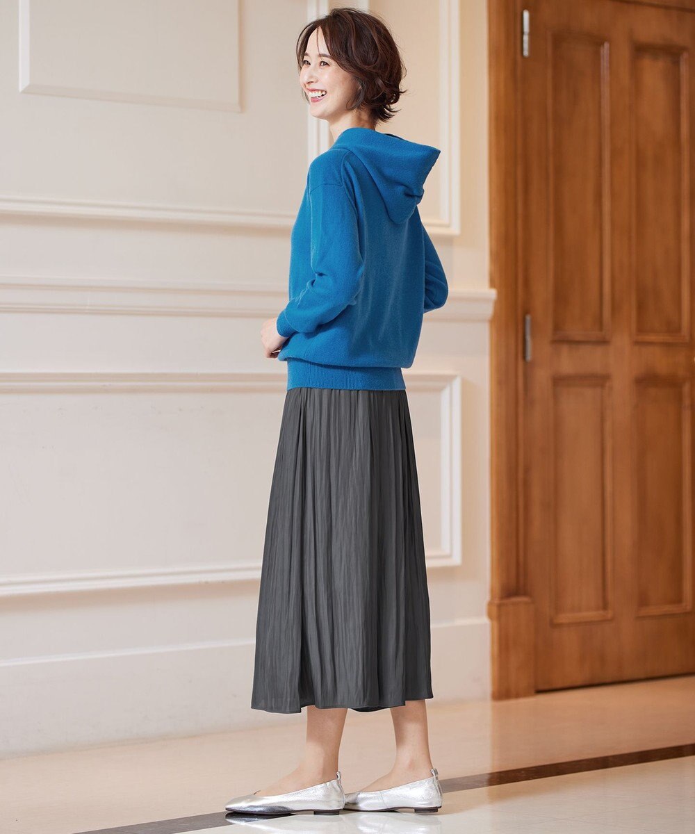 自由区 【洗える】ピュアカシミヤミルド フーディーニット 