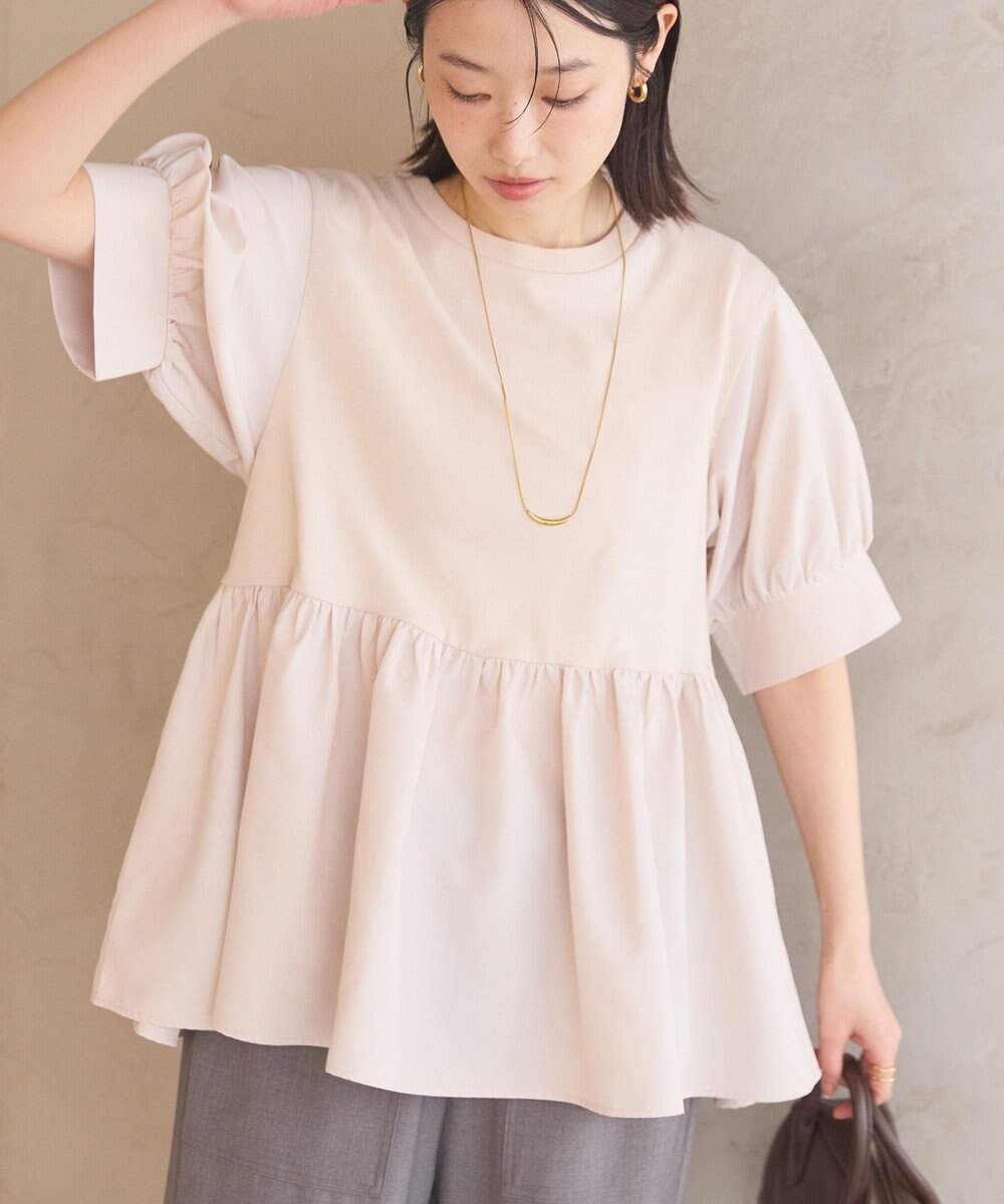 AMERICAN HOLIC 異素材切替ペプラムプルオーバー 