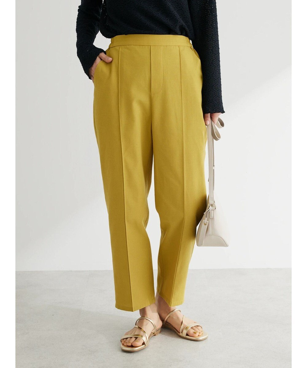 Green Parks 綿麻混イージーテーパードパンツ 