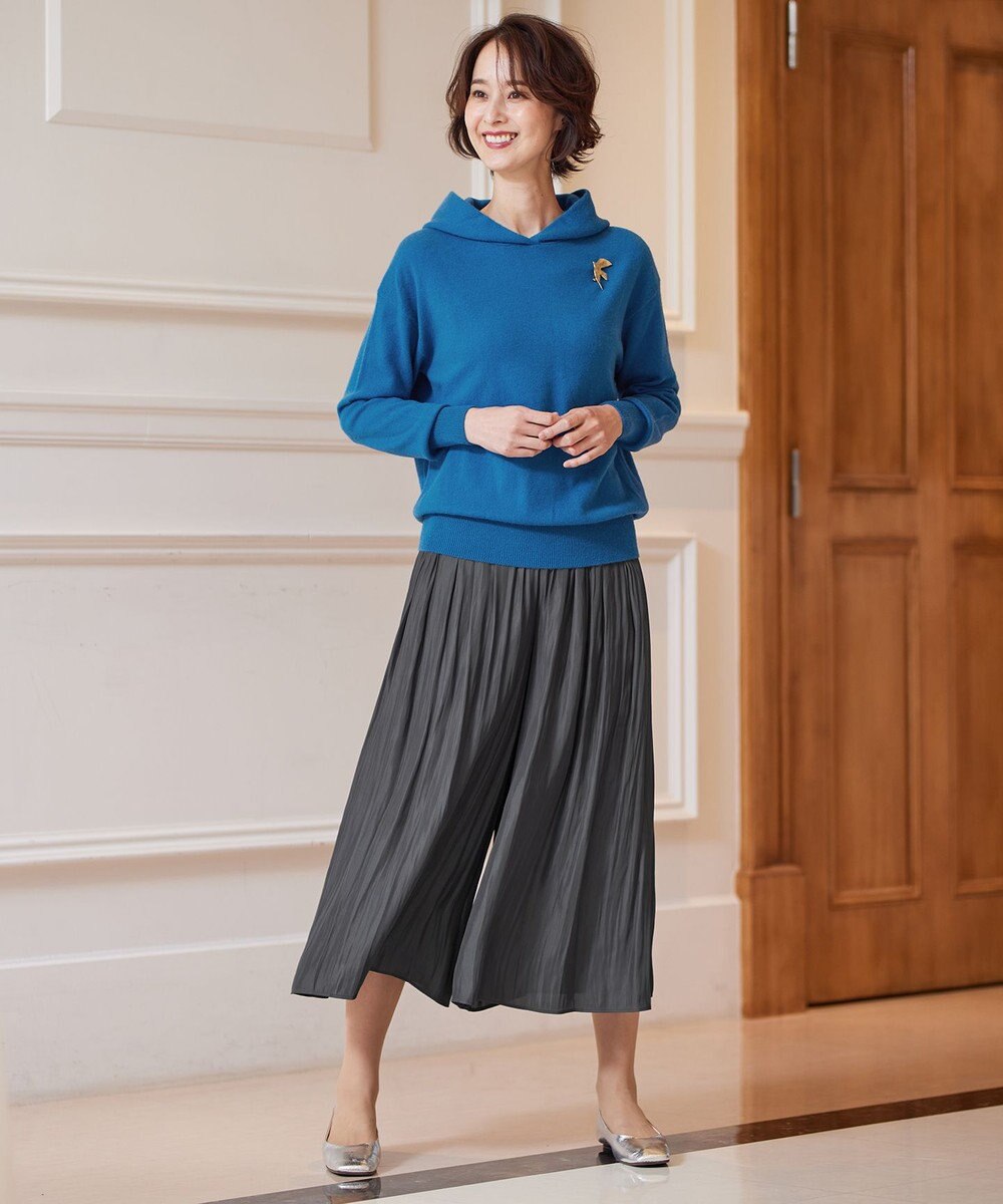 自由区 【洗える】ピュアカシミヤミルド フーディーニット 