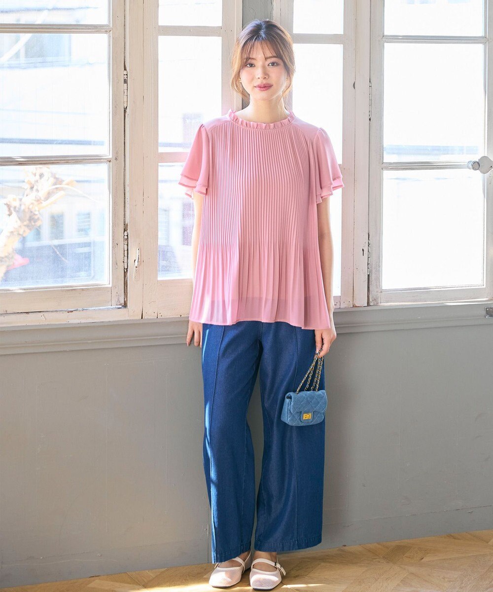 Feroux 【2WAY】シフォンジョーゼットプリーツ ブラウス 