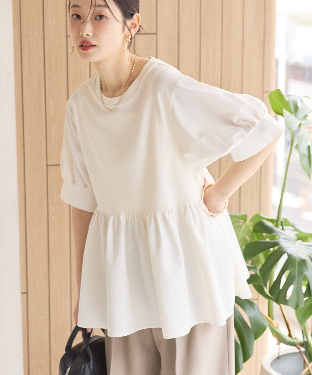 AMERICAN HOLIC 異素材切替ペプラムプルオーバー 