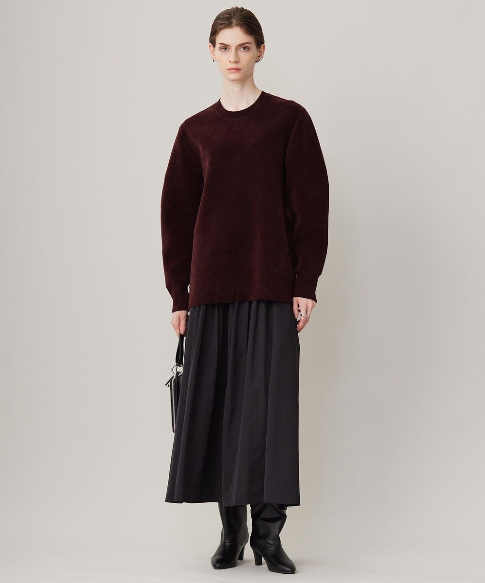 ICB L 【洗える】コットンシェニール コクーンスリーブニット 