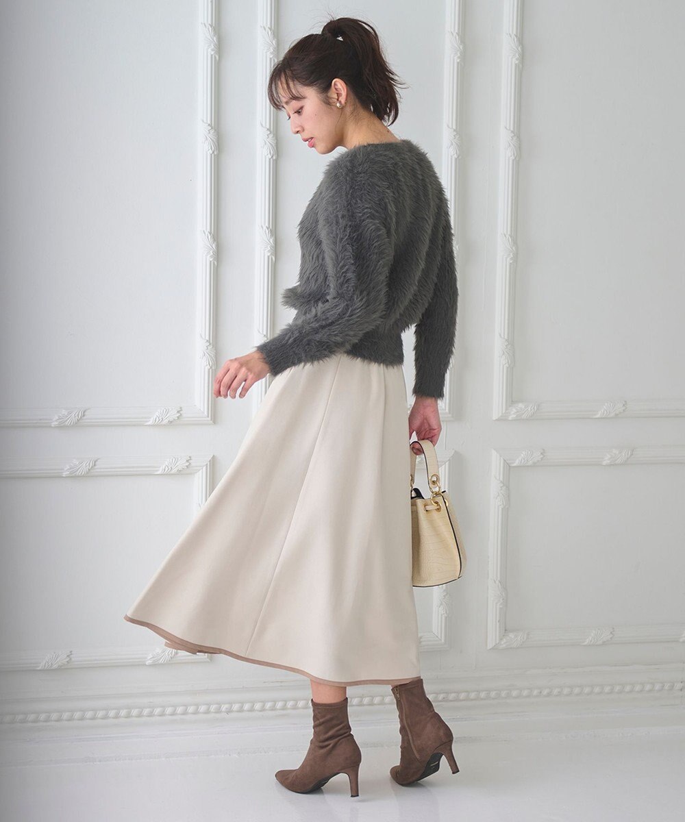 Feroux 【洗える】バイカラーフレア スカート 