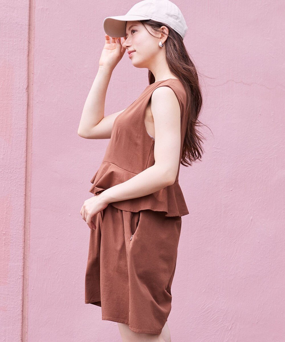 Feroux 【接触冷感・UVカット・吸水速乾】ラッシュガードペプラム オールインワン 