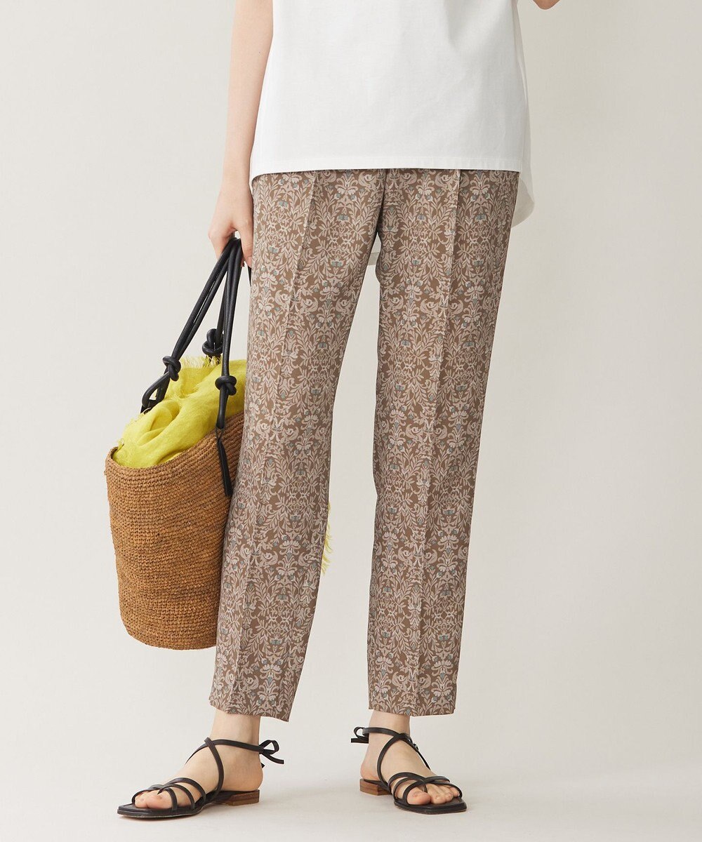 自由区 L 【洗える】ダマスクフローラルプリントテーパード パンツ 