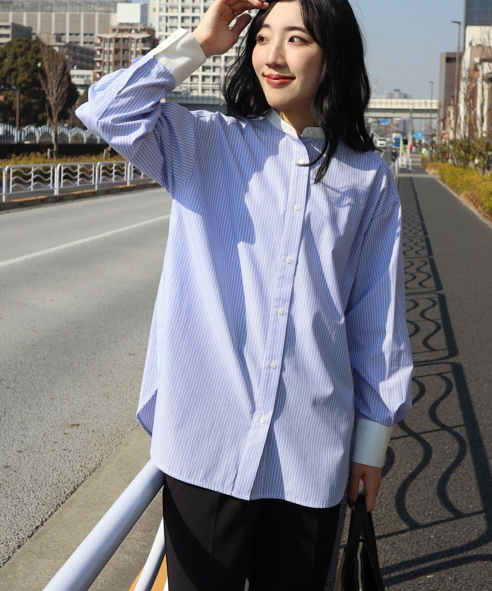 AMERICAN HOLIC イージーケアバンドカラーロングシャツ 