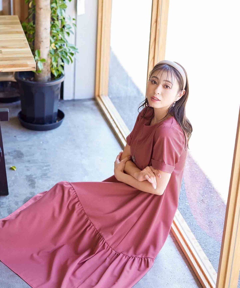 Tiaclasse 【洗える】ギャザーヘムフレアワンピース 