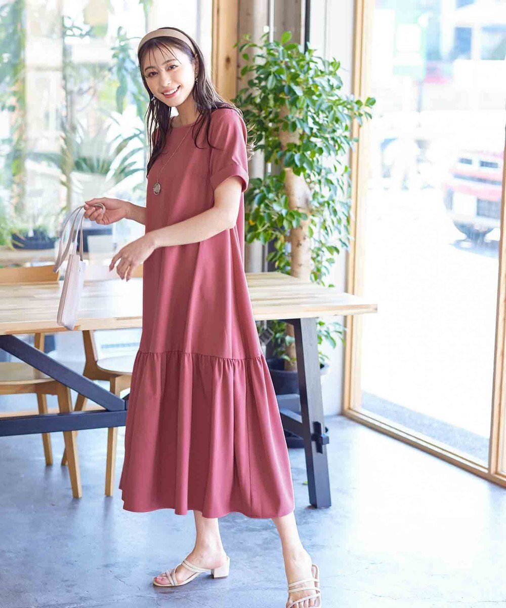 Tiaclasse 【洗える】ギャザーヘムフレアワンピース 