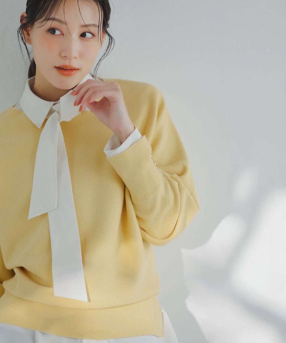 ANY SIS L ボウタイ付きビジュー シャツ 