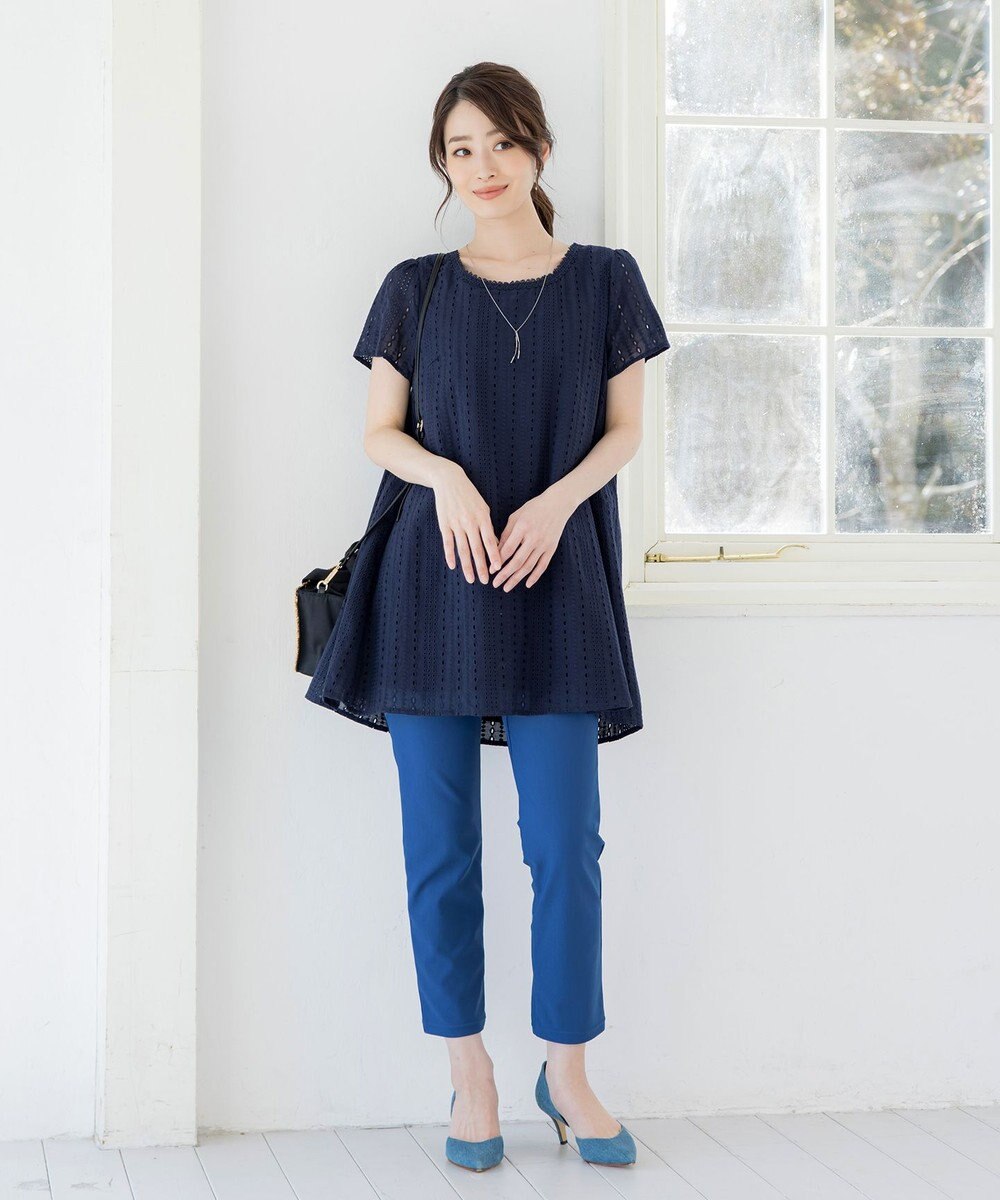 Tiaclasse L 【洗える】カットレースチュニックブラウス 