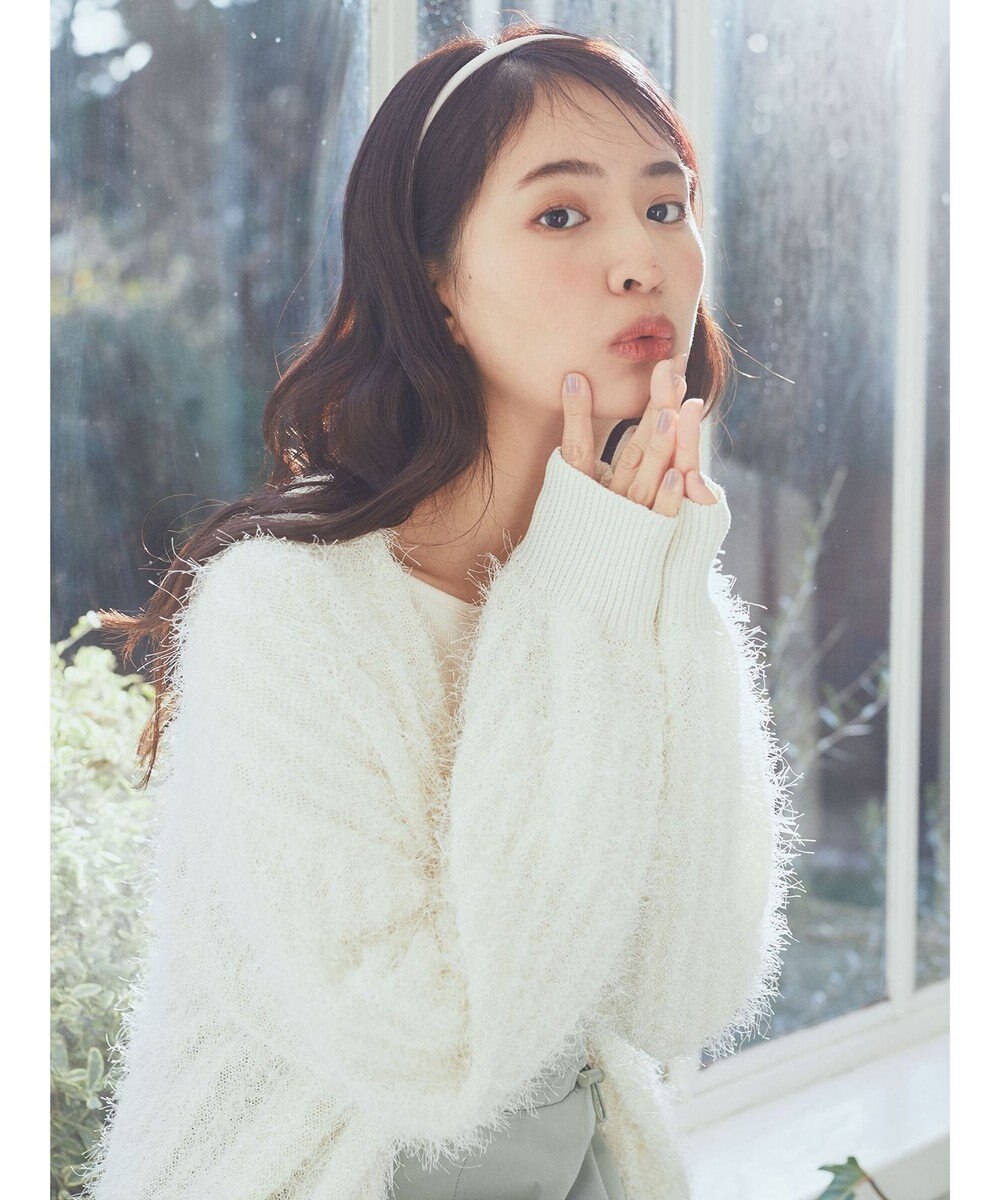 earth music&ecology ふさふさショートカーディガン 