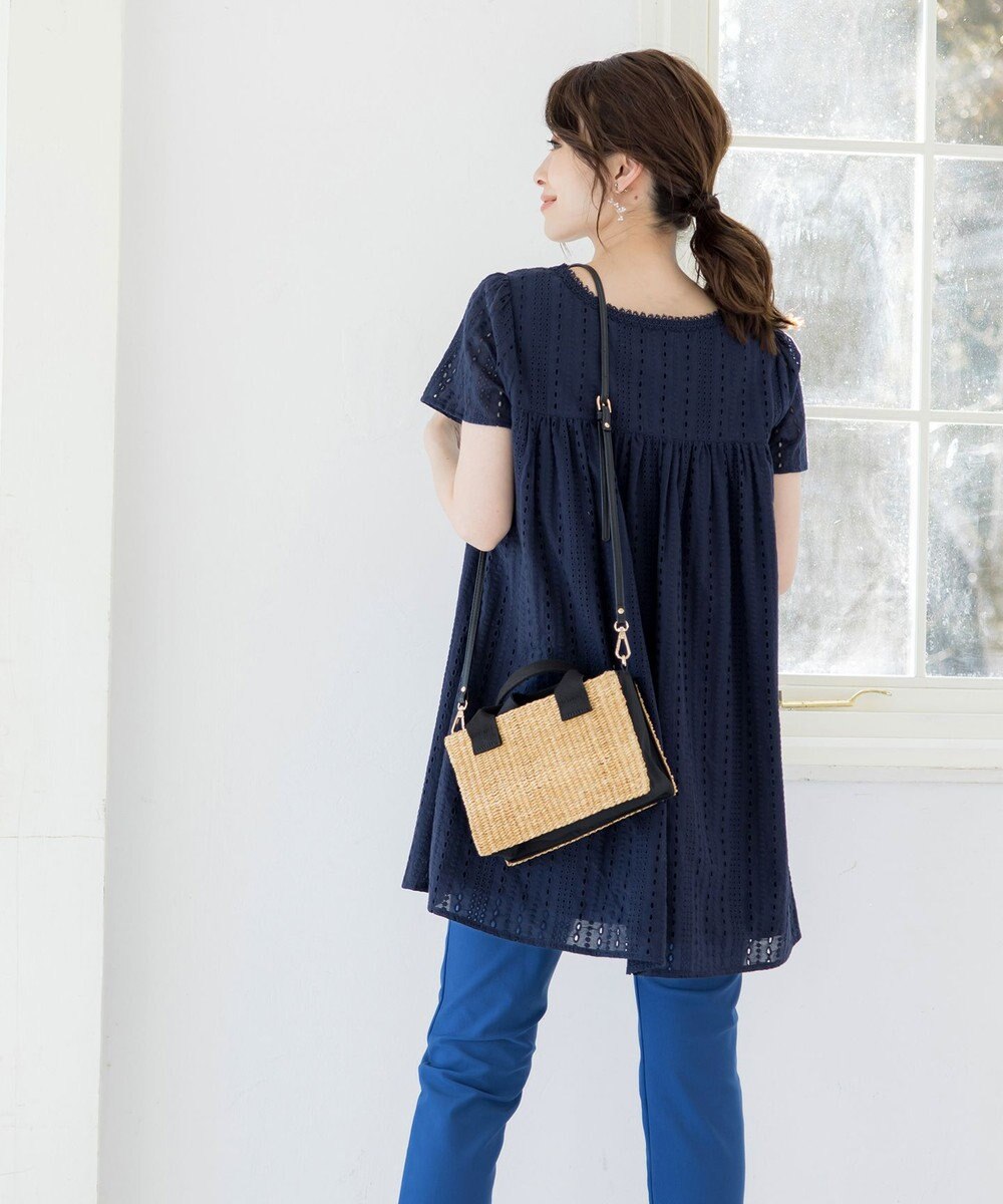 Tiaclasse L 【洗える】カットレースチュニックブラウス 