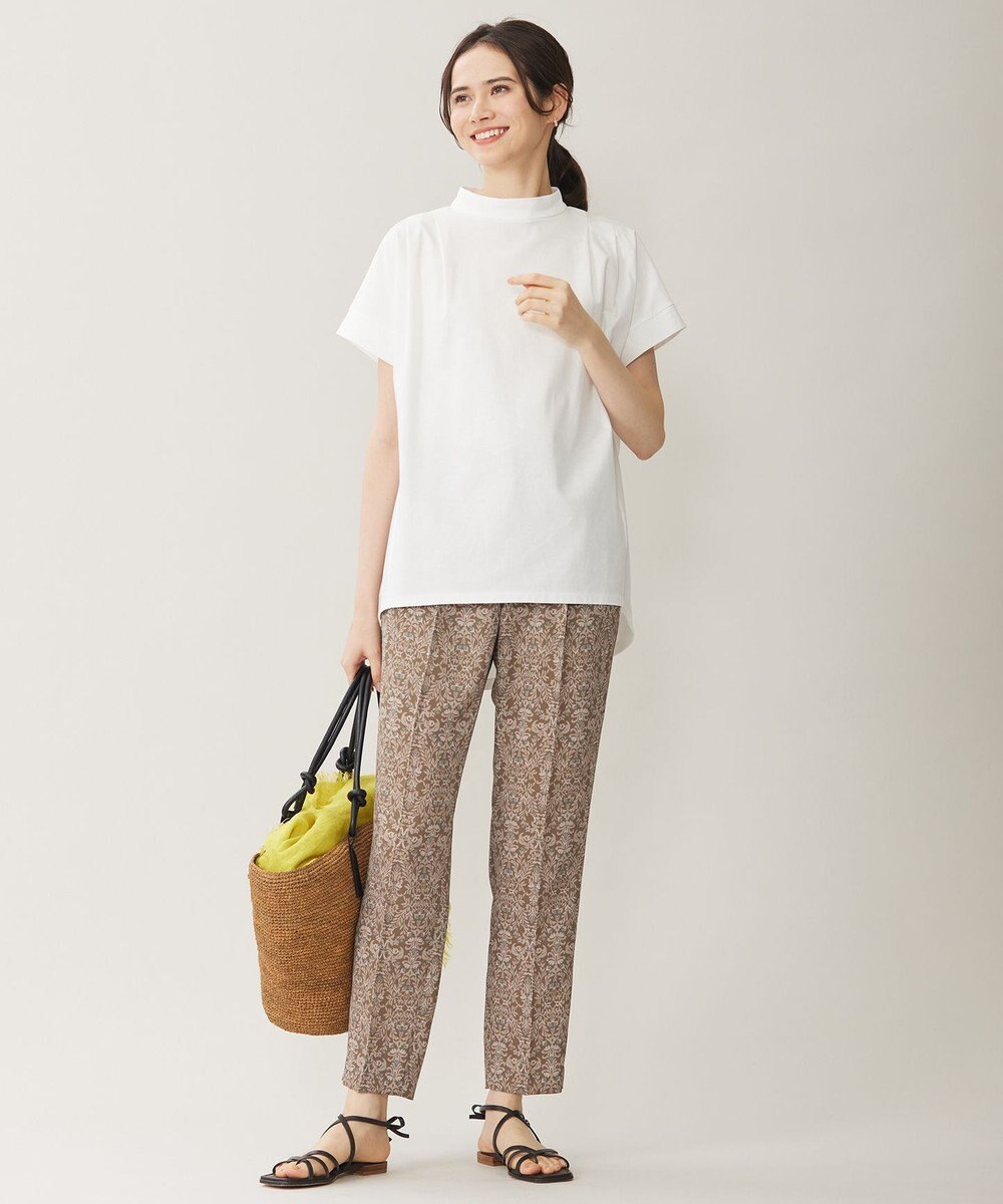 自由区 【洗える】ダマスクフローラルプリントテーパード パンツ 