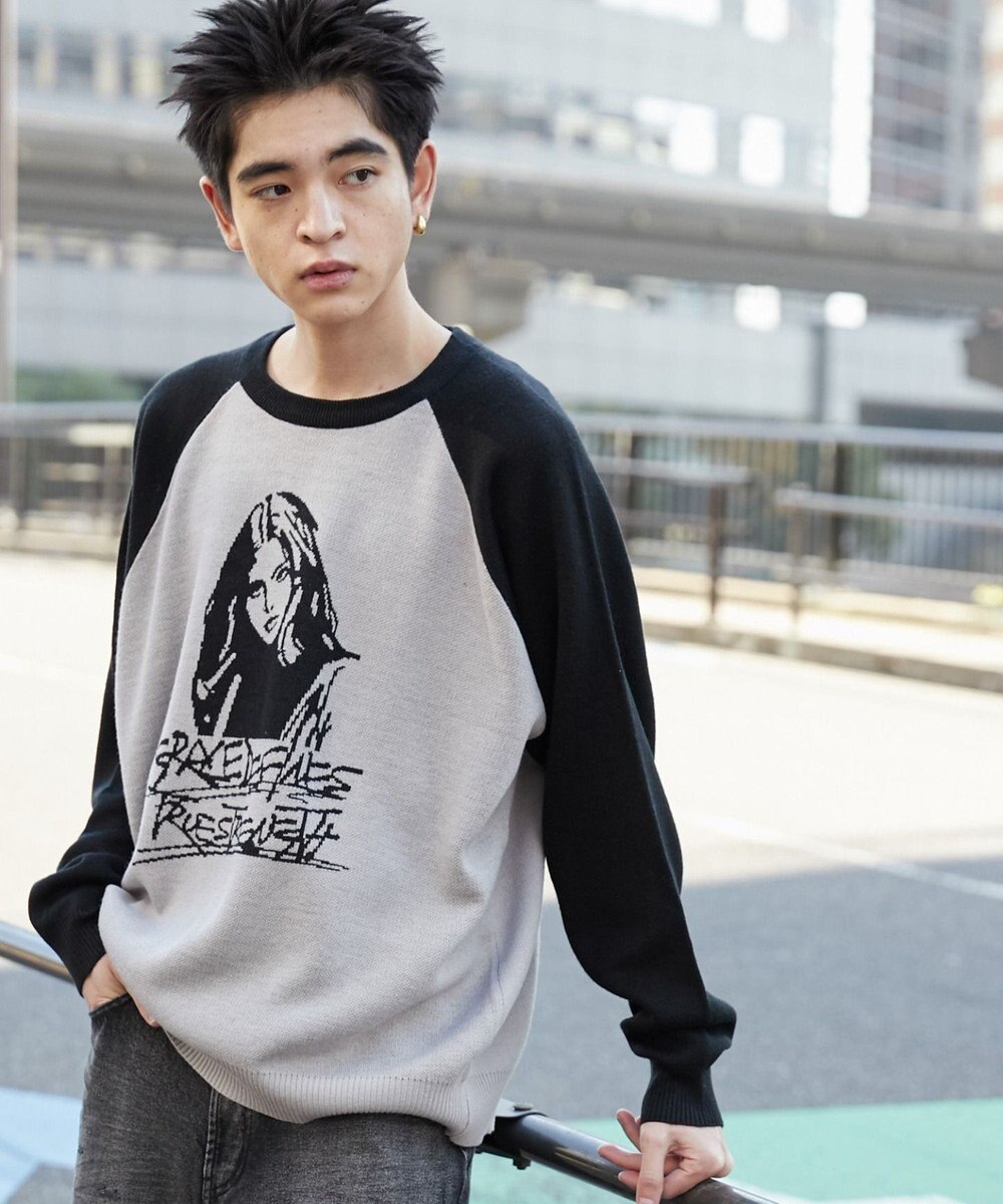 WEGO ラグランジャガードグラフィックプルオーバー 