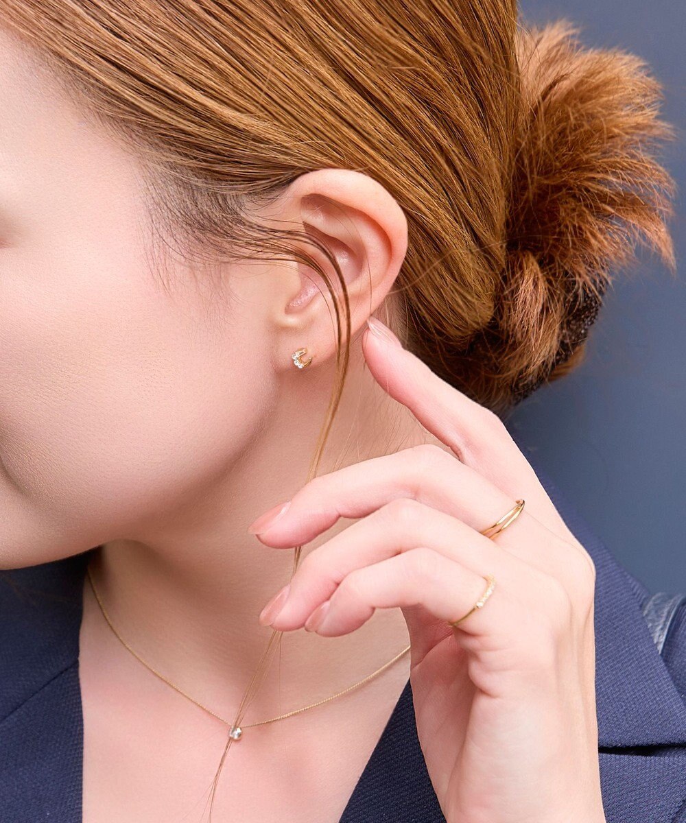 Phoebe 〈オンワード限定セット〉ラッキーホースシューピアス×シャインベゼルセッティングネックレス 