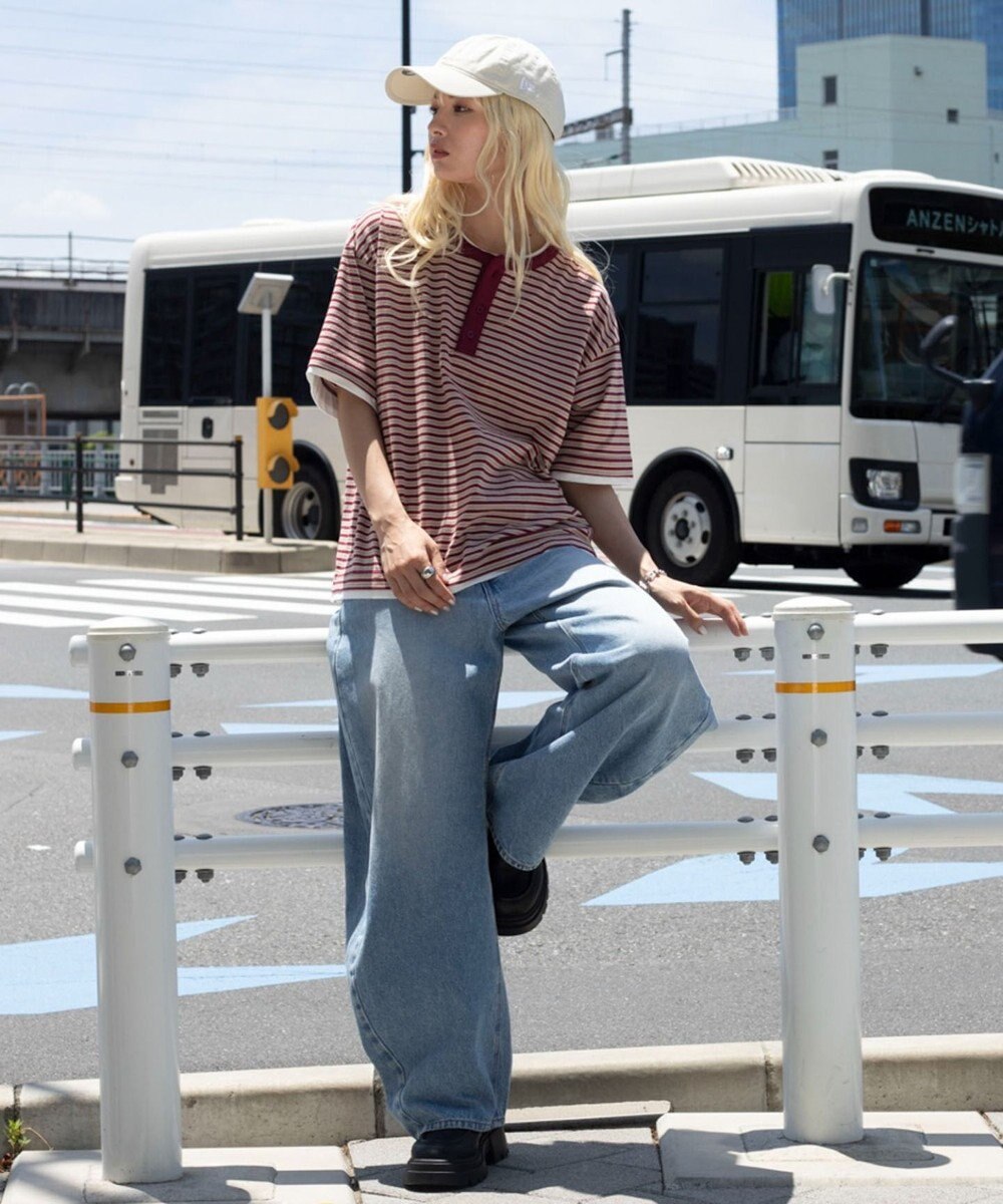 WEGO 【ユニセックス着用ITEM】ボーダーヘンリーネックT（SS） 