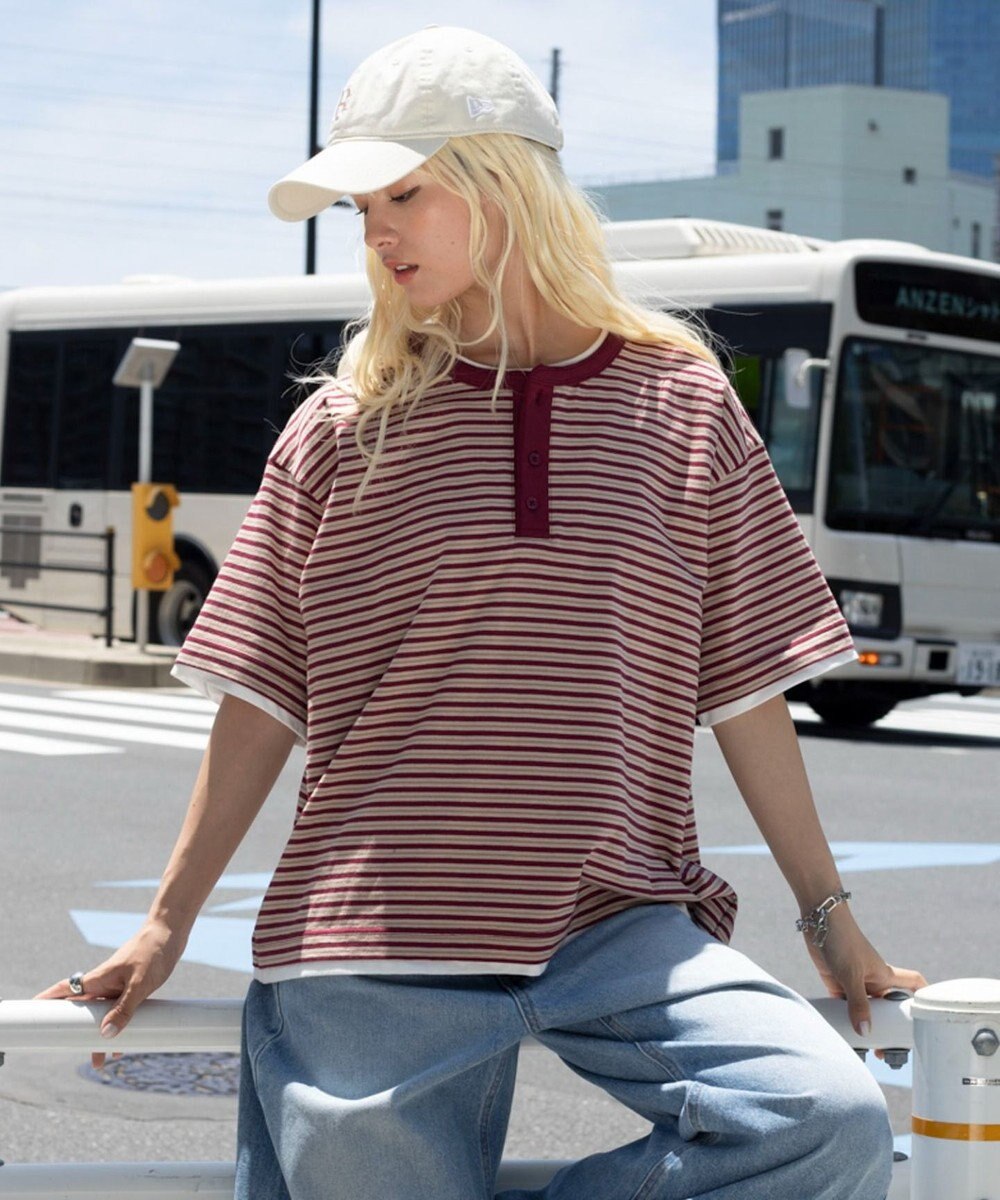 WEGO 【ユニセックス着用ITEM】ボーダーヘンリーネックT（SS） 