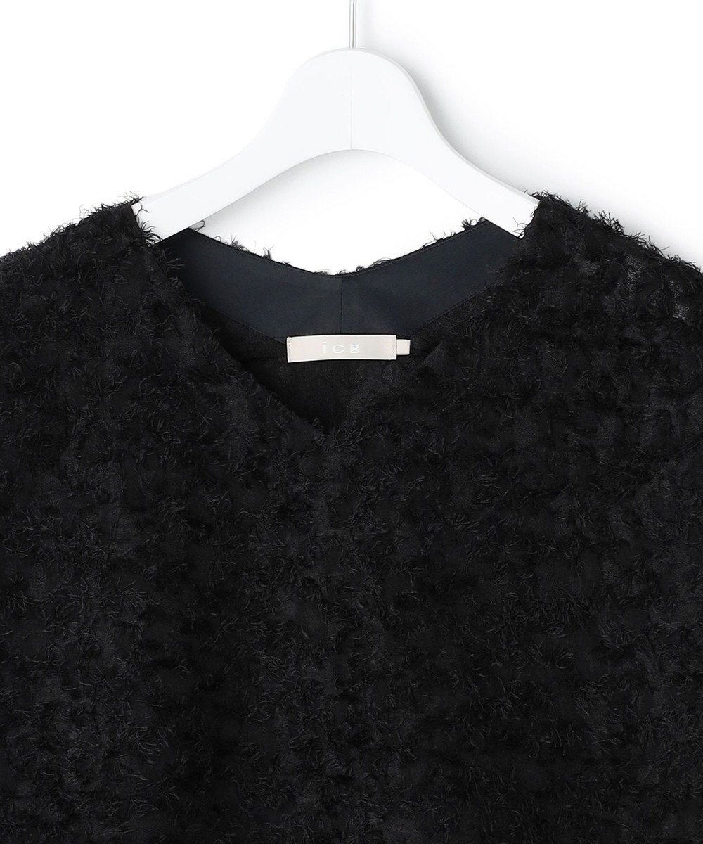 ICB L シアーカットジャガード Vネックトップス 