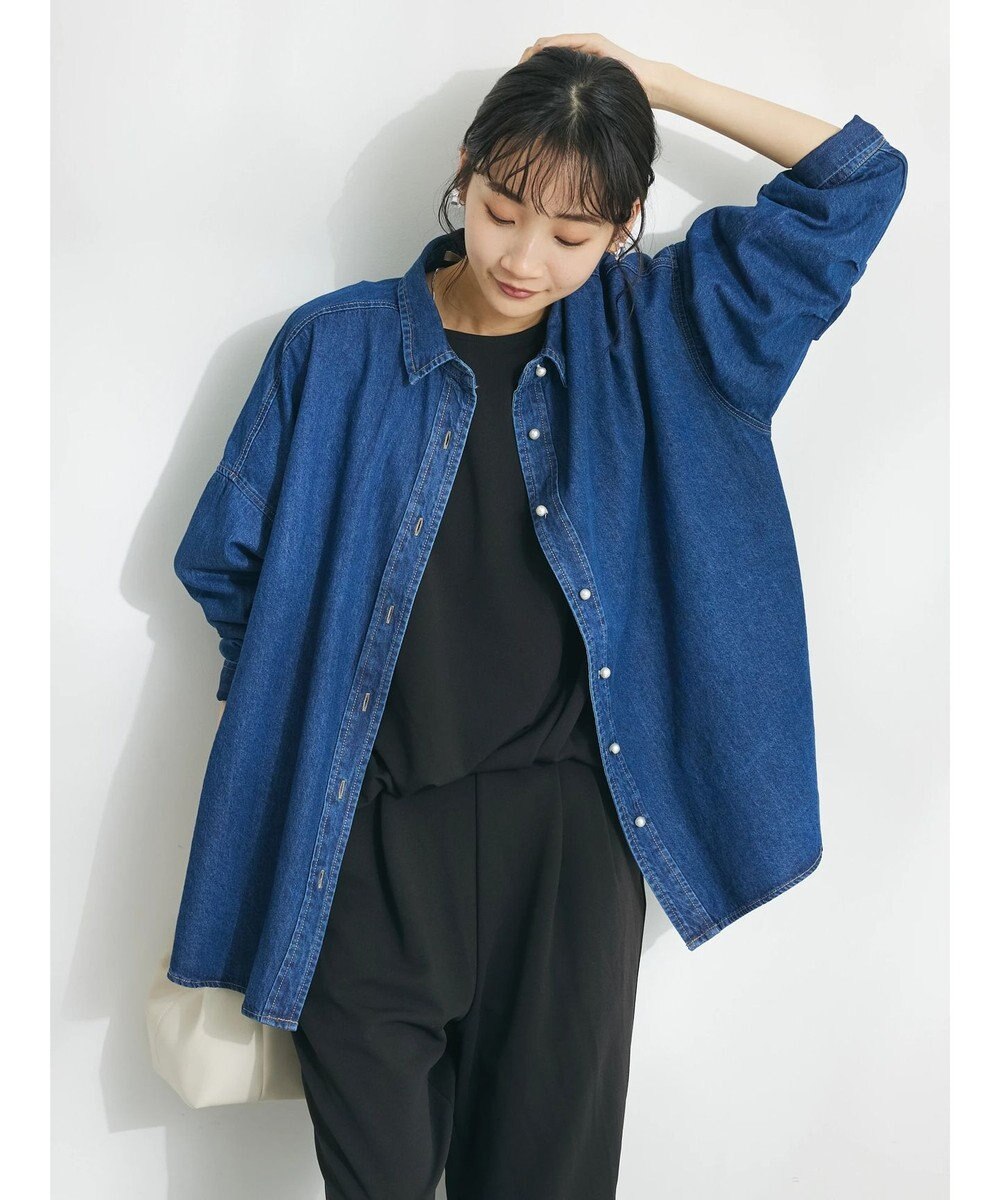 CRAFT STANDARD BOUTIQUE デニムパール釦サークルブラウス 