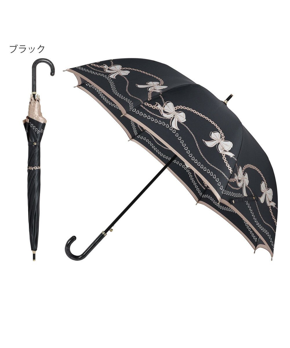 MOONBAT 【雨傘】ランバン オン ブルー (LANVIN en Bleu) リボン ハート ナイロンサテン 長傘 