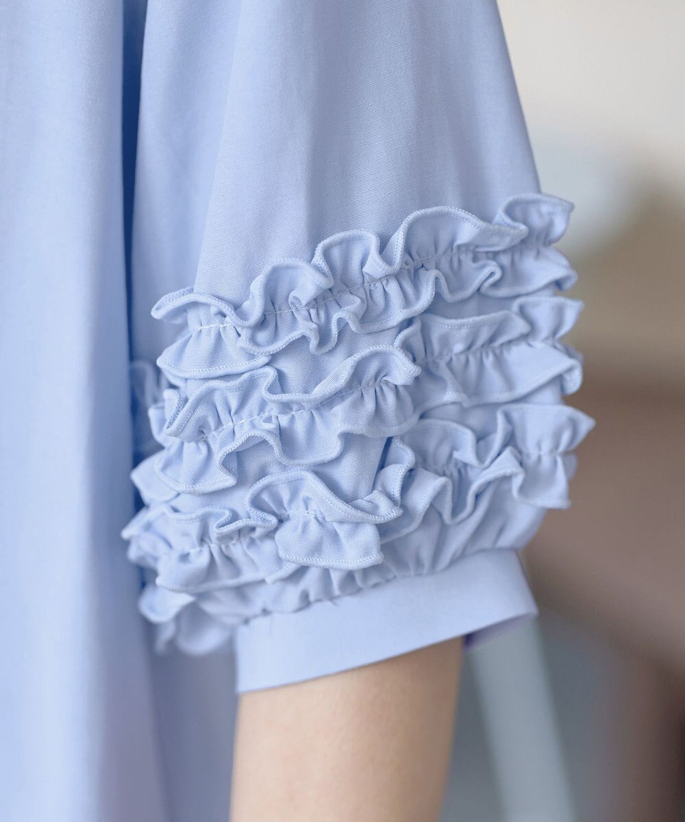 Tiaclasse L 【洗える】フリル付きパフスリーブチュニック 
