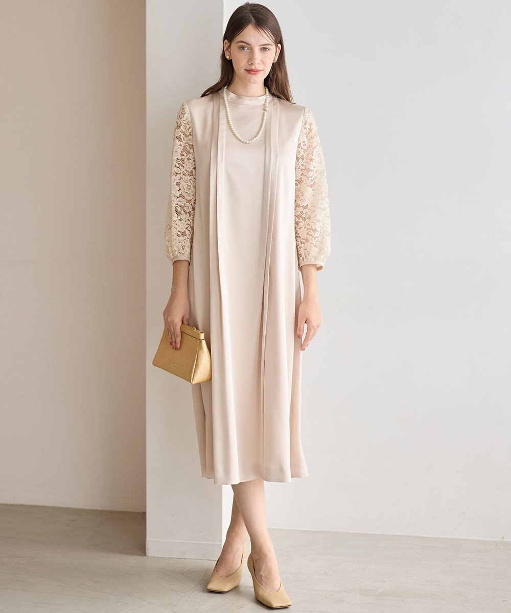 23区 【APPLAUDIR】ノーブルサテン レースコンビドレス 