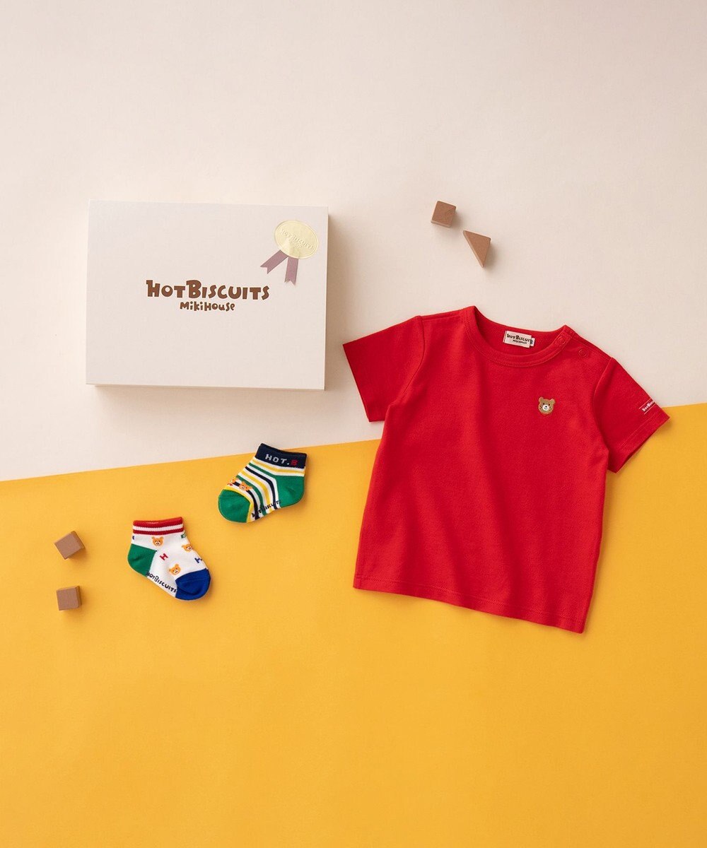 MIKI HOUSE HOT BISCUITS ワンポイント半袖Tシャツ＆ローカットソックスギフトセット【BOX付き】 