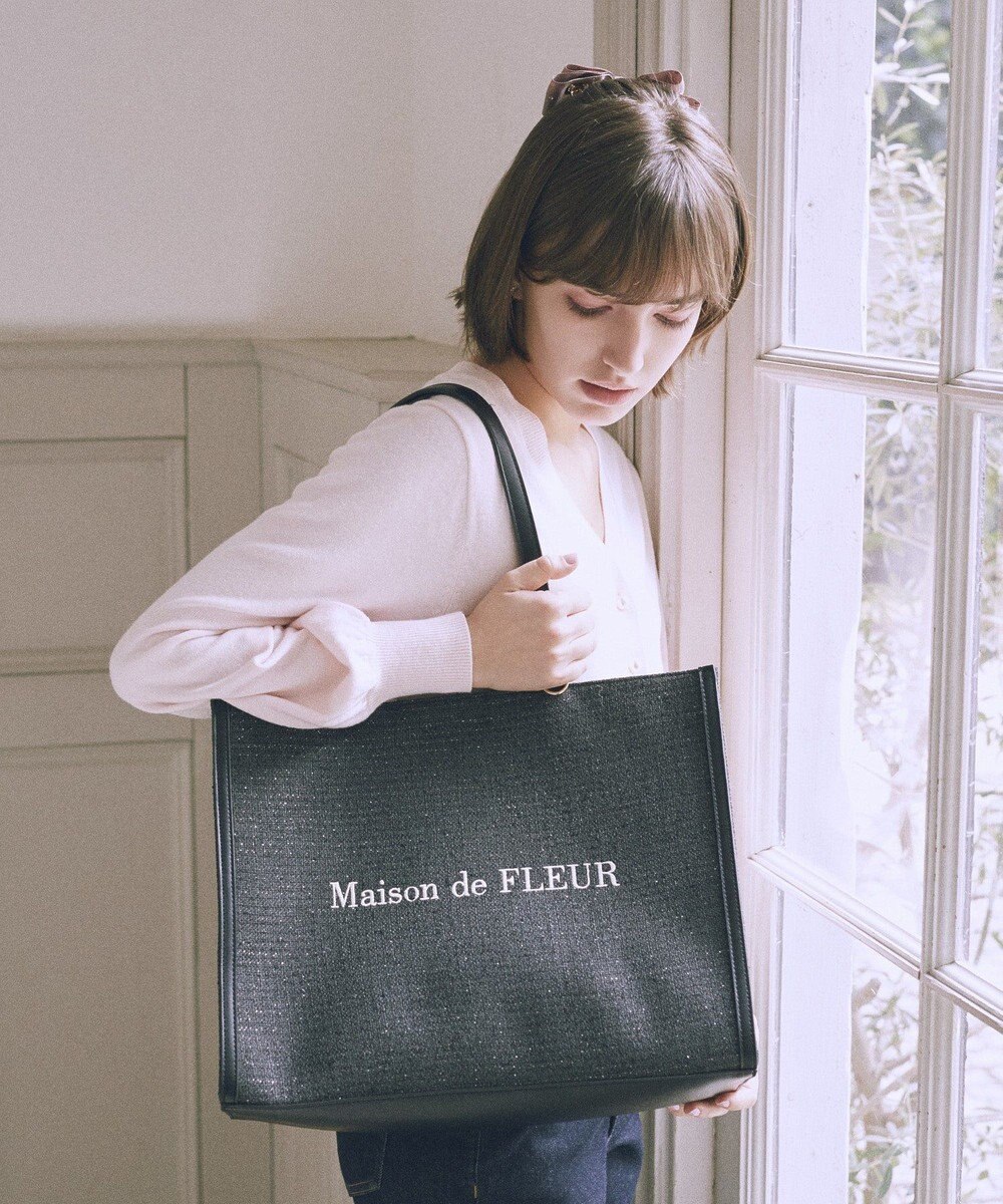 Maison de FLEUR ツイードキャリーオントートバッグ 