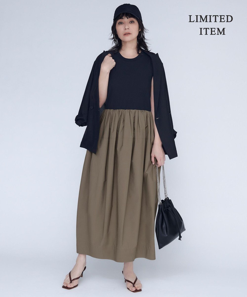 ICB L 【WEB限定・洗える】 リブコンビタイプライター ワンピース 