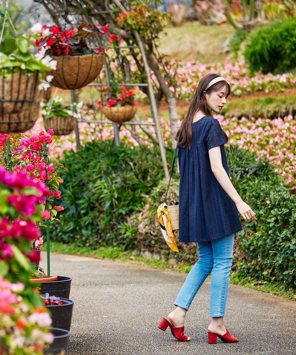 Tiaclasse L 【洗える】カットレースチュニックブラウス 