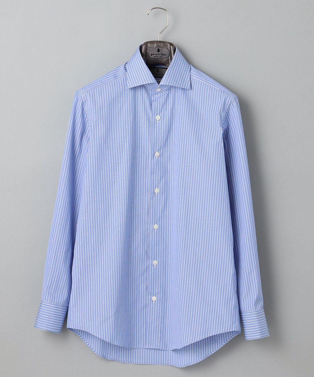 【THOMAS MASON】ワイドカラー_ブルーストライプ ドレスシャツ, ブルー系1, 14H(37-83)