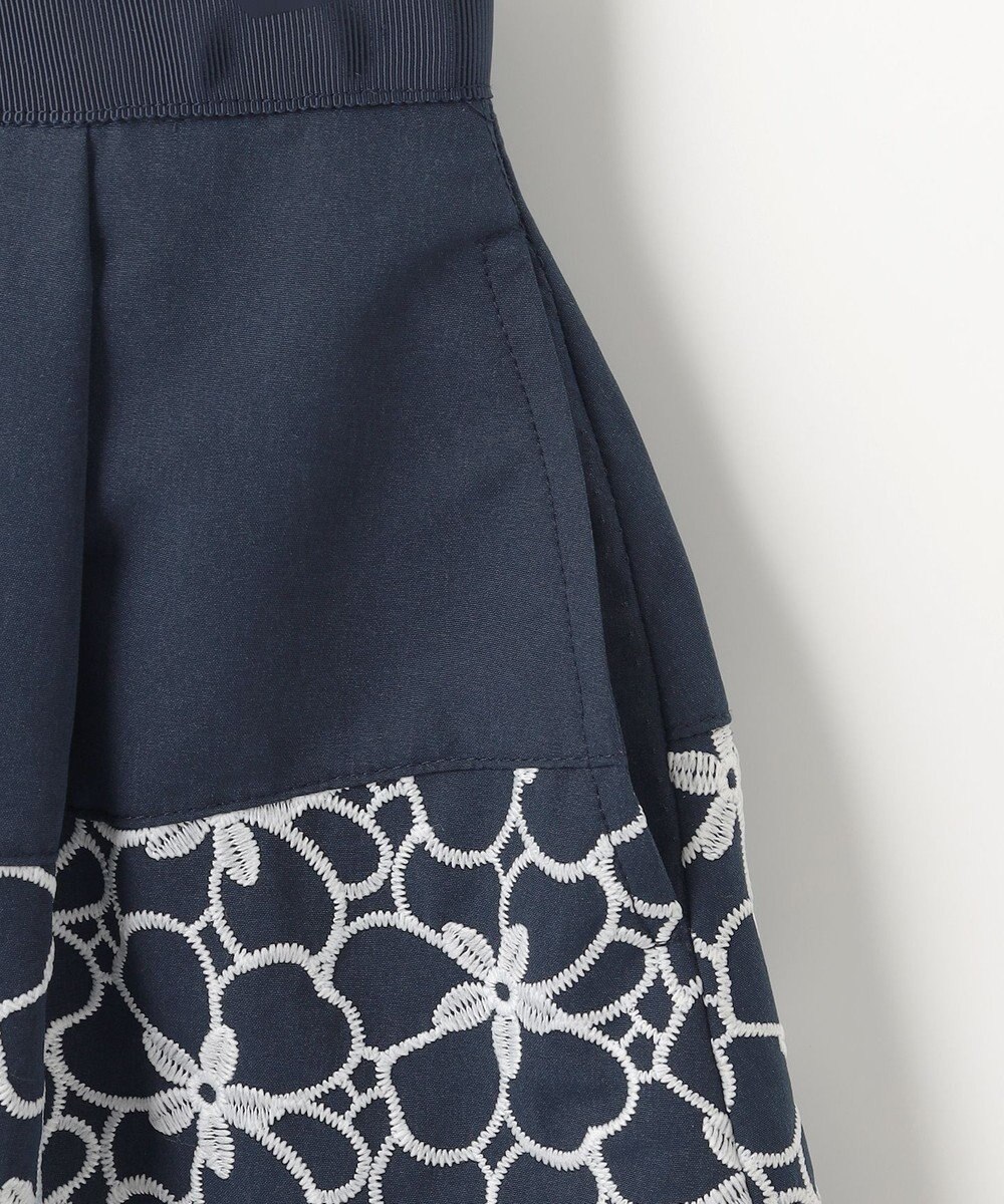 組曲 KIDS 【150-160㎝】フラワーパネルボーダー ワンピース 