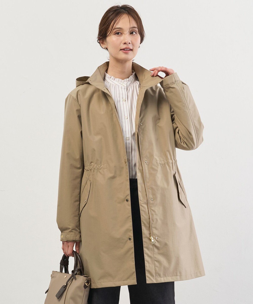 J.PRESS LADIES 【2way】スパンライクナイロンタッサー フーデッド コート 