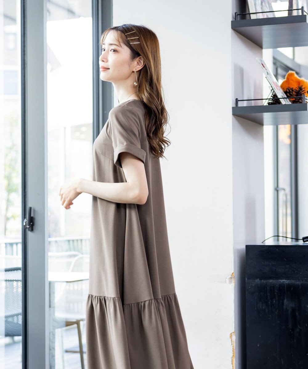 Tiaclasse 【洗える】ギャザーヘムフレアワンピース 