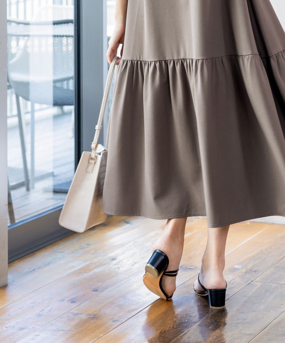 Tiaclasse 【洗える】ギャザーヘムフレアワンピース 