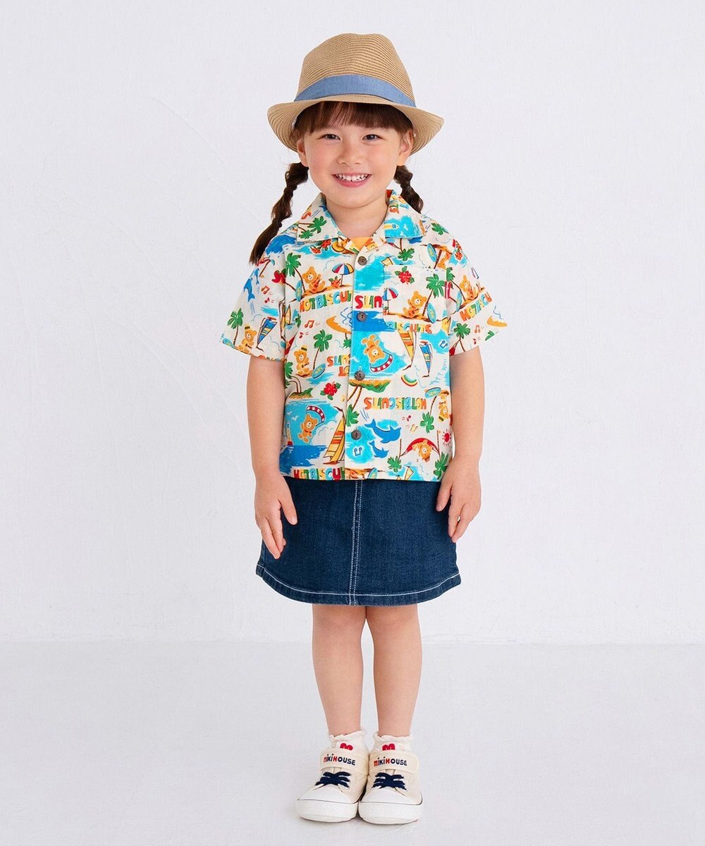 MIKI HOUSE HOT BISCUITS 【48-54cm】 麦わら風 中折れハット 