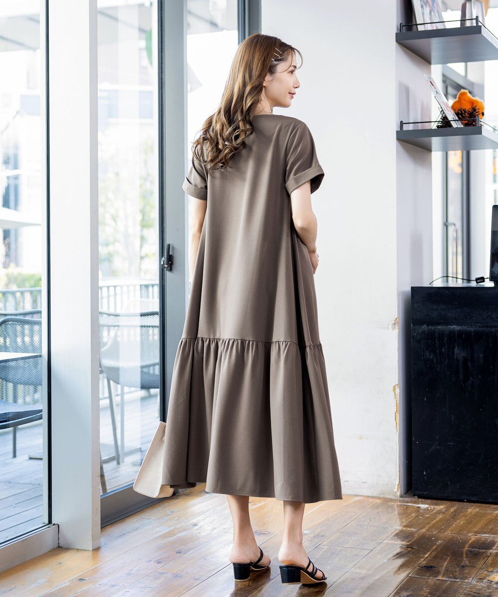 Tiaclasse 【洗える】ギャザーヘムフレアワンピース 