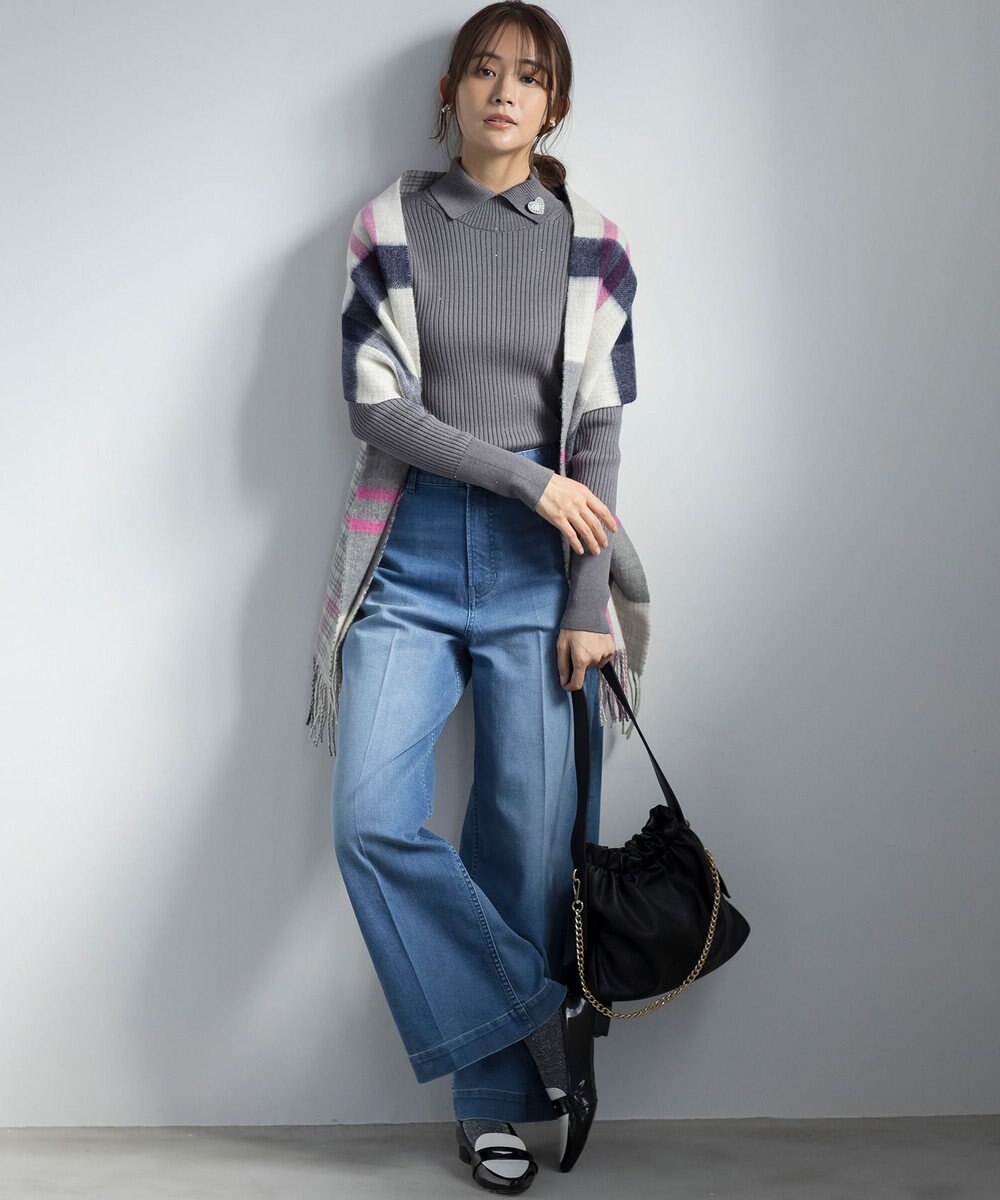 組曲 ワイドストレートデニム パンツ 