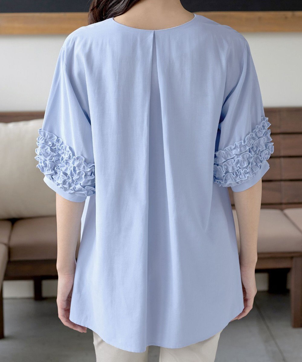 Tiaclasse L 【洗える】フリル付きパフスリーブチュニック 