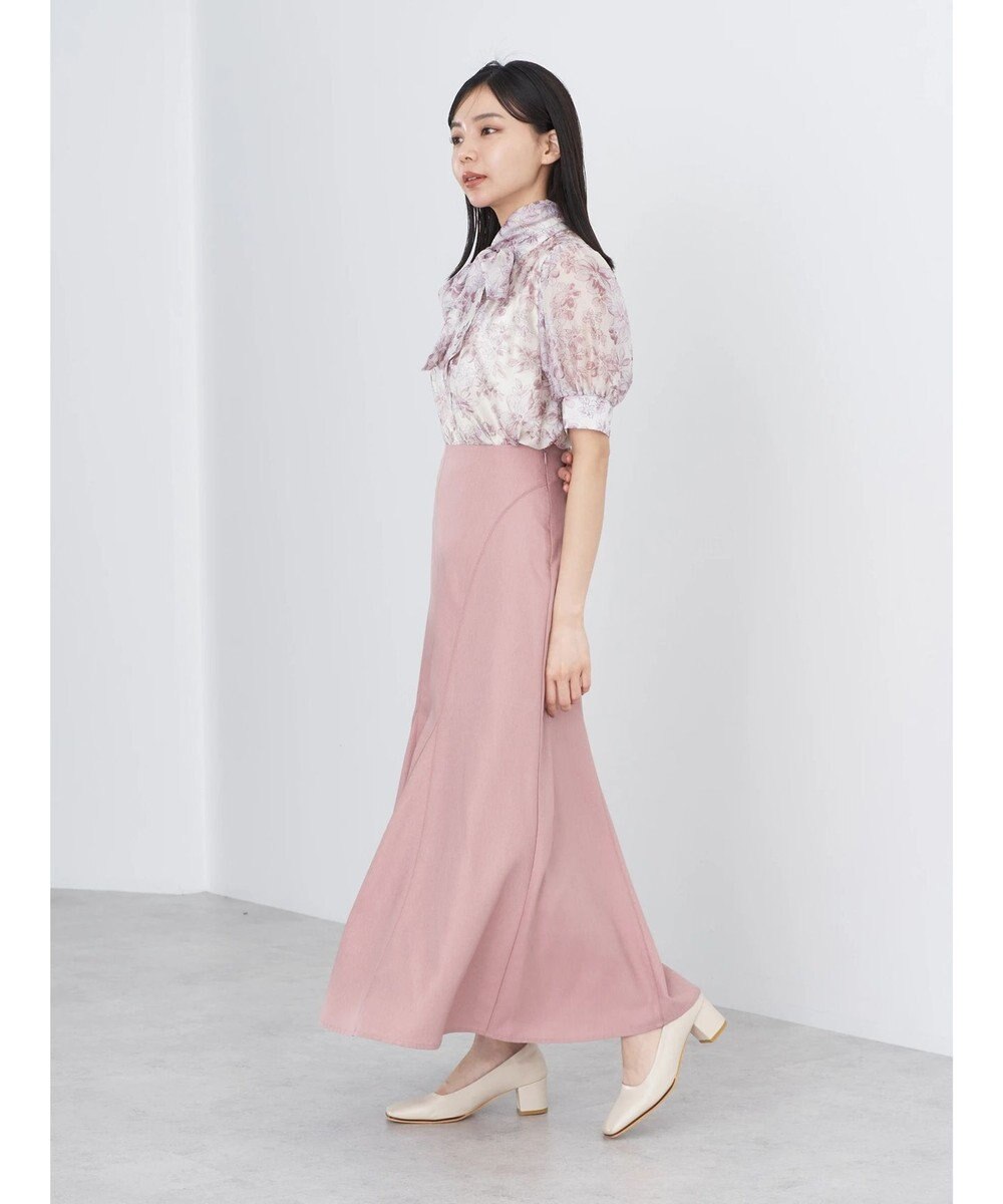 earth music&ecology フラワー柄シアーパフブラウス 