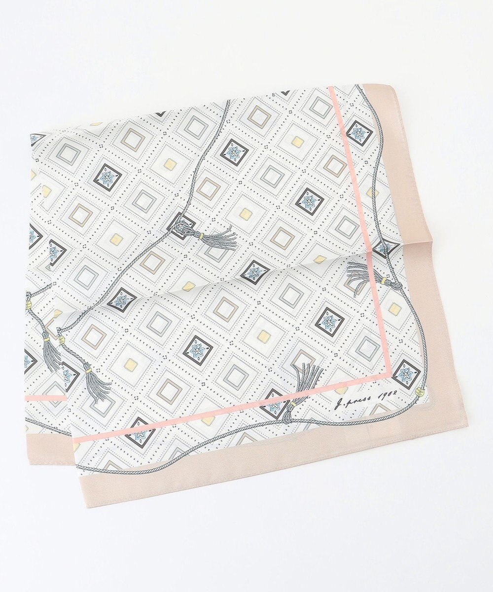 J.PRESS LADIES azulejoスクエアプリント スカーフ 