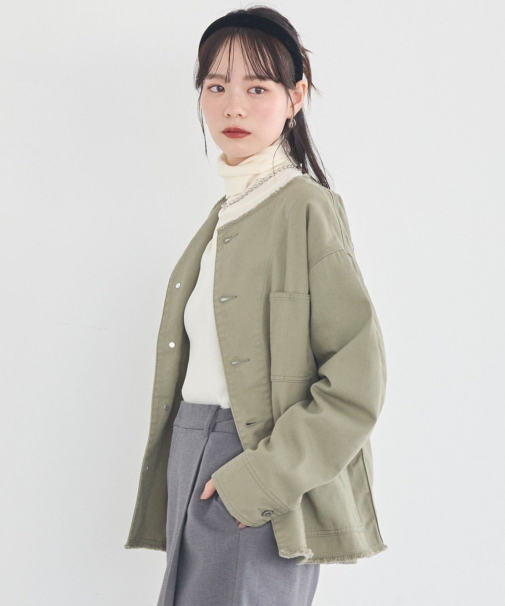 earth music&ecology 【綿100％】ノーカラーカバーオール 